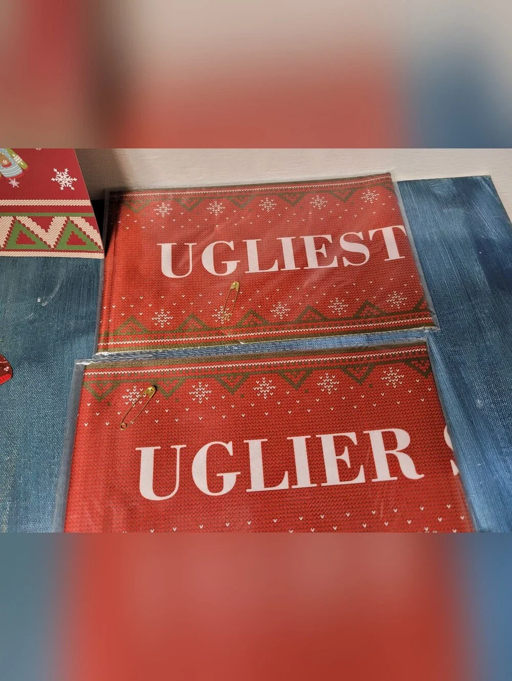 Ugly Christmas Sweater Party Ribbons And Voters Box